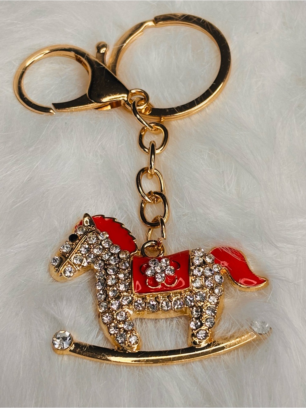 🐴 Rhinestone Rocking Horse Keychain / Bag Charm